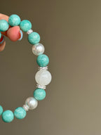 Amazonite, White Phantom Quartz & Pearl Bracelet
