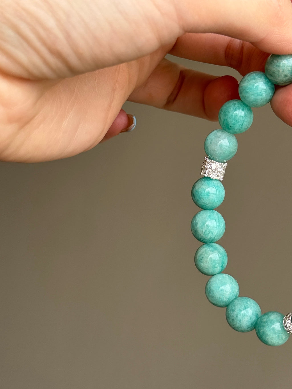 Amazonite, White Phantom Quartz & Pearl Bracelet
