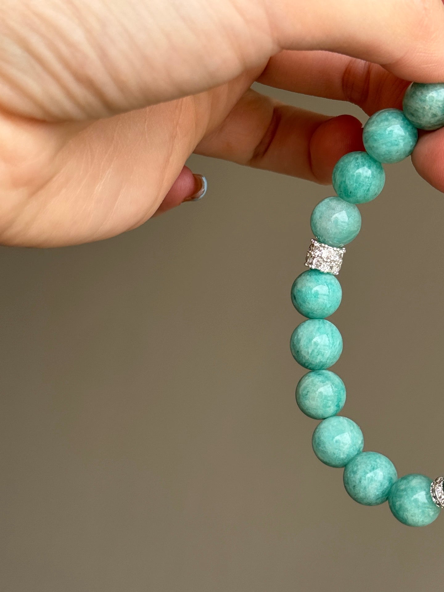 Amazonite, White Phantom Quartz & Pearl Bracelet