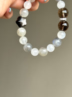 Moonstone, Silver Sheen Obsidian & Smoky Quartz Bracelet