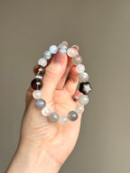 Moonstone, Silver Sheen Obsidian & Smoky Quartz Bracelet