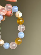 Cherry Blossom Agate, Rose Quartz & Blue Lace Agate Bracelet