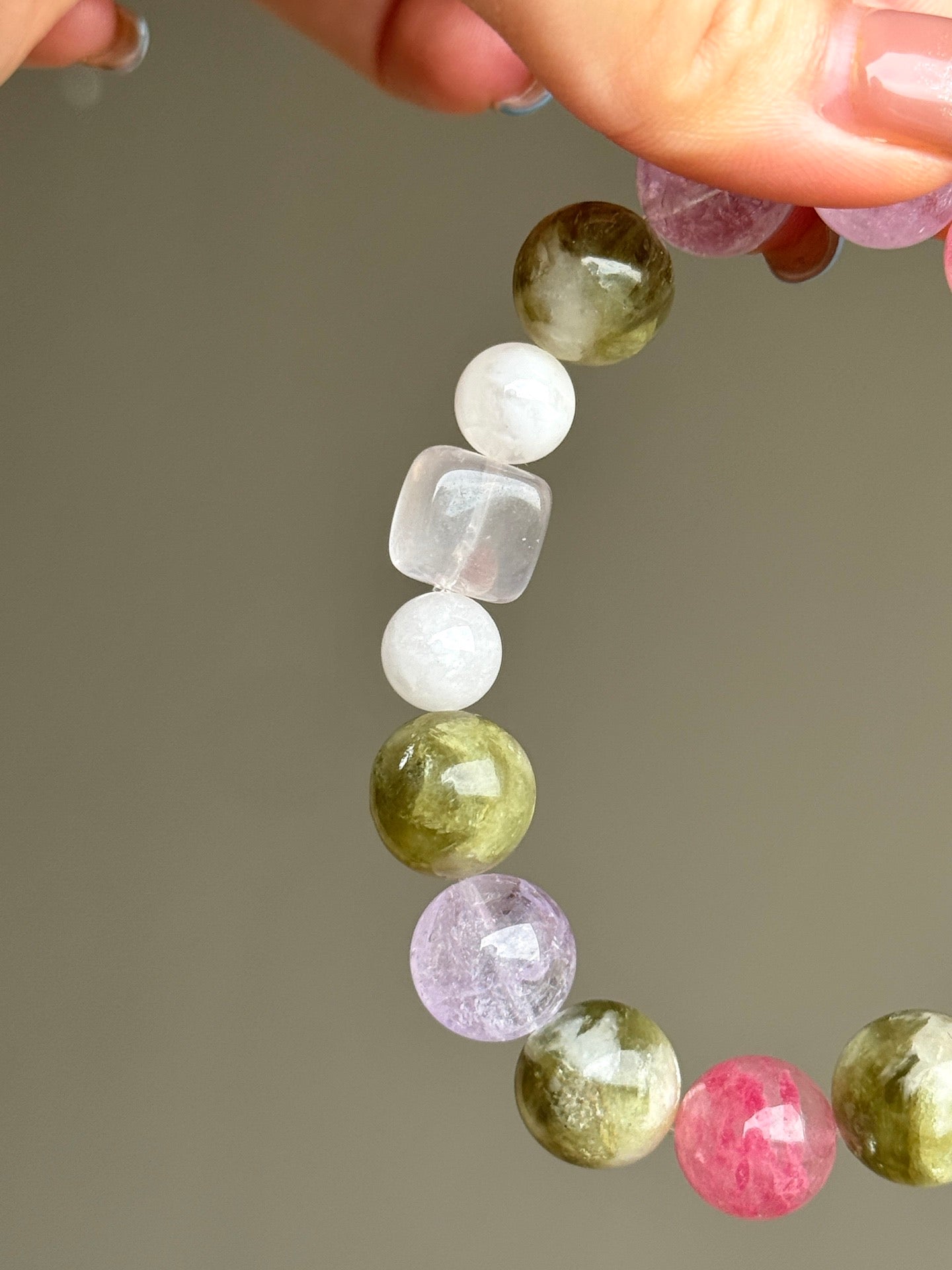 Amethyst, Rose Quartz & Green Quartz Multi Gem Bracelet