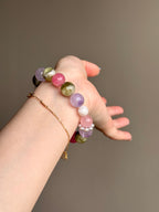 Amethyst, Rose Quartz & Green Quartz Multi Gem Bracelet