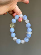 Blue Lace Agate, Citrine & Clear Quartz Bracelet
