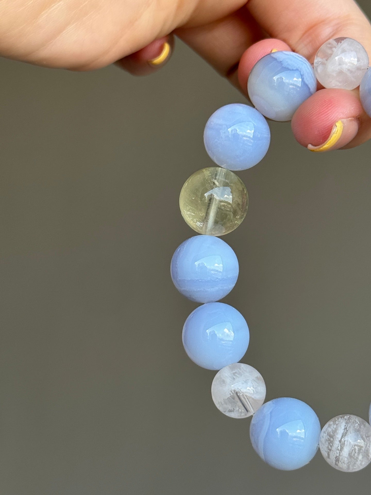 Blue Lace Agate, Citrine & Clear Quartz Bracelet