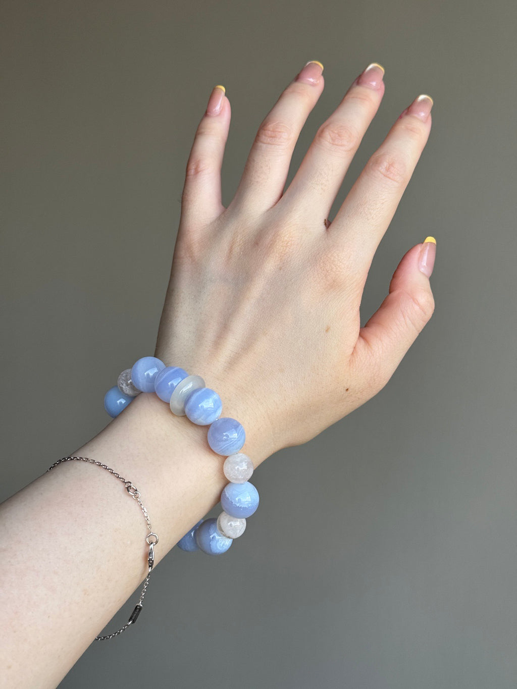 Blue Lace Agate, Citrine & Clear Quartz Bracelet