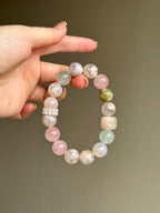 Rose Quartz, Fluorite & Flower Agate Bracelet