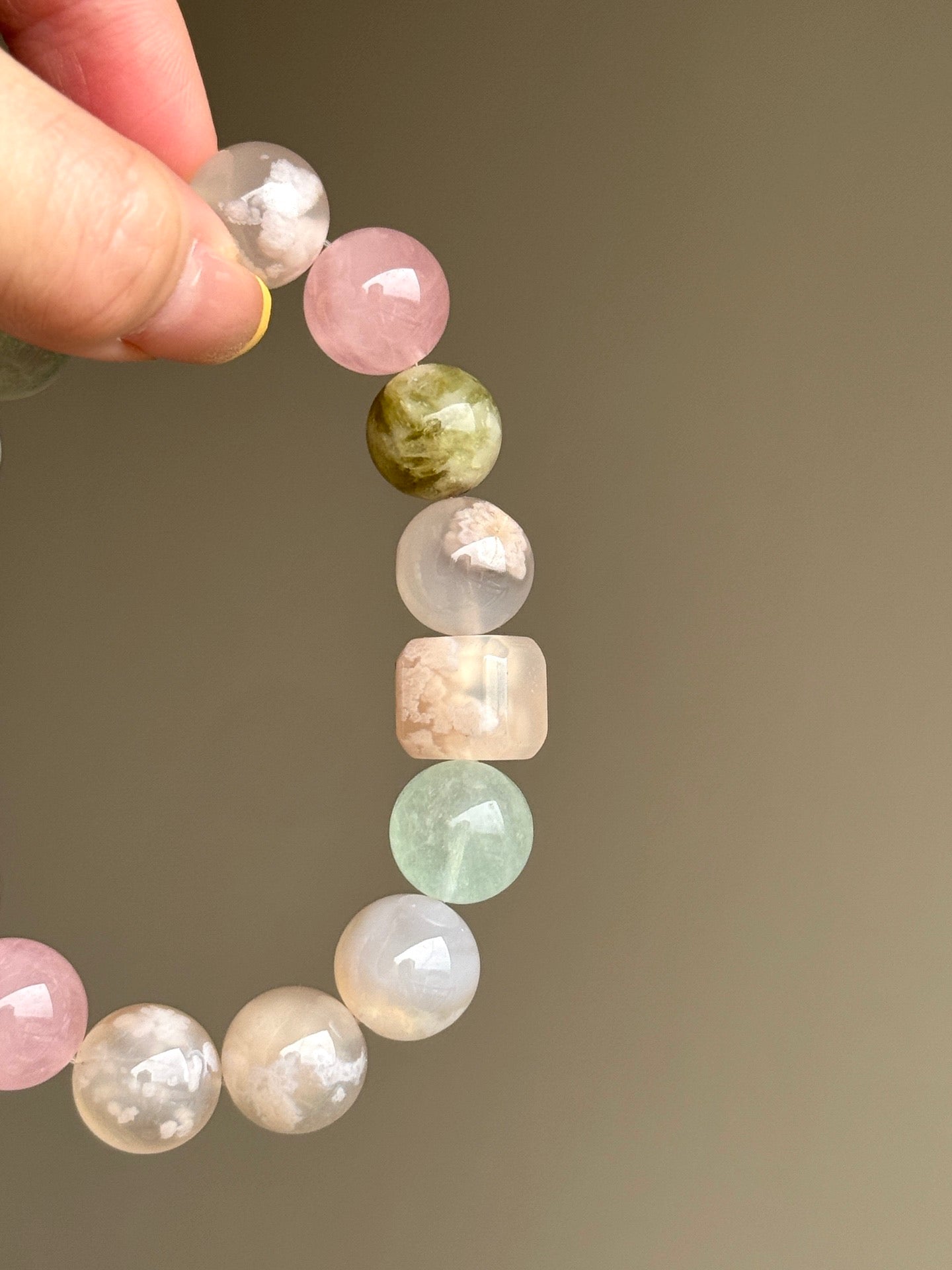 Rose Quartz, Fluorite & Flower Agate Bracelet