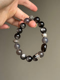 Silver Sheen Obsidian & Smoky Quartz Bracelet