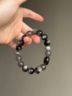 Silver Sheen Obsidian & Smoky Quartz Bracelet