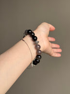 Silver Sheen Obsidian & Smoky Quartz Bracelet