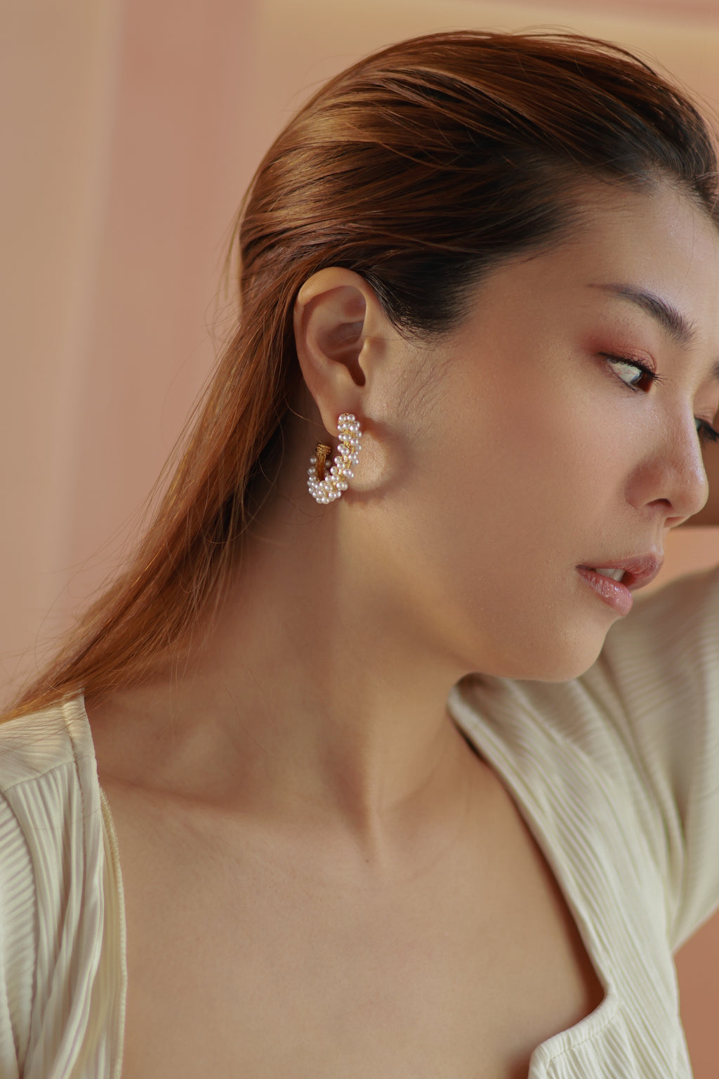Eternity Pearl Hoop Earrings