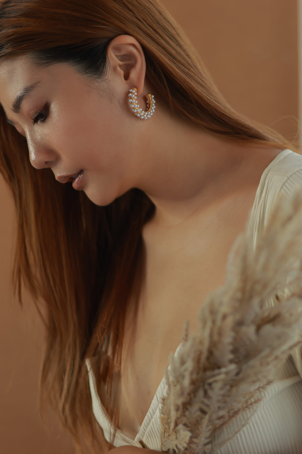 Eternity Pearl Hoop Earrings