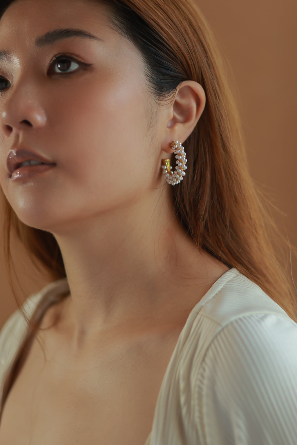 Eternity Pearl Hoop Earrings