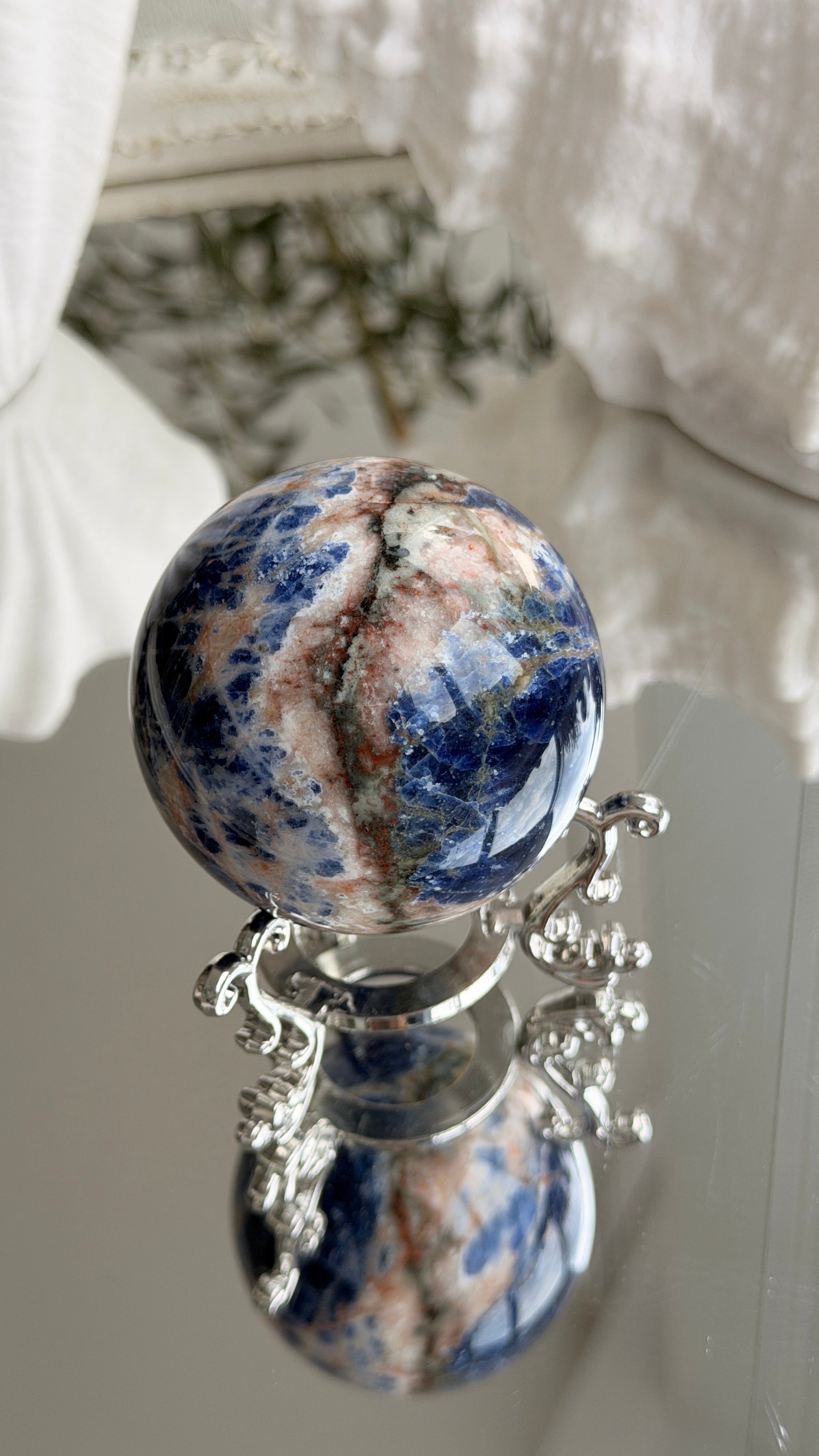 Earth Pattern Sodalite Crystal Sphere