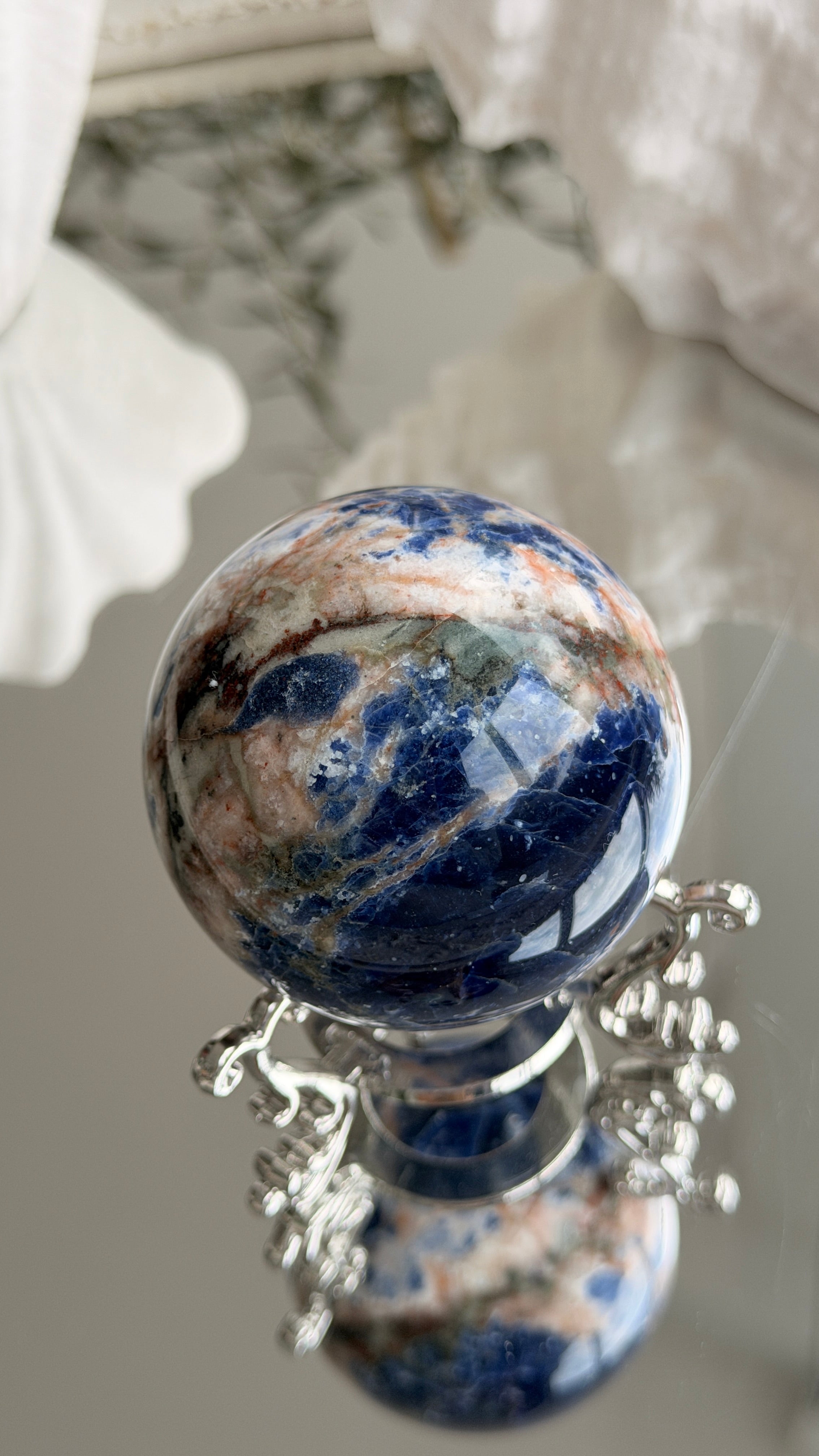 Earth Pattern Sodalite Crystal Sphere