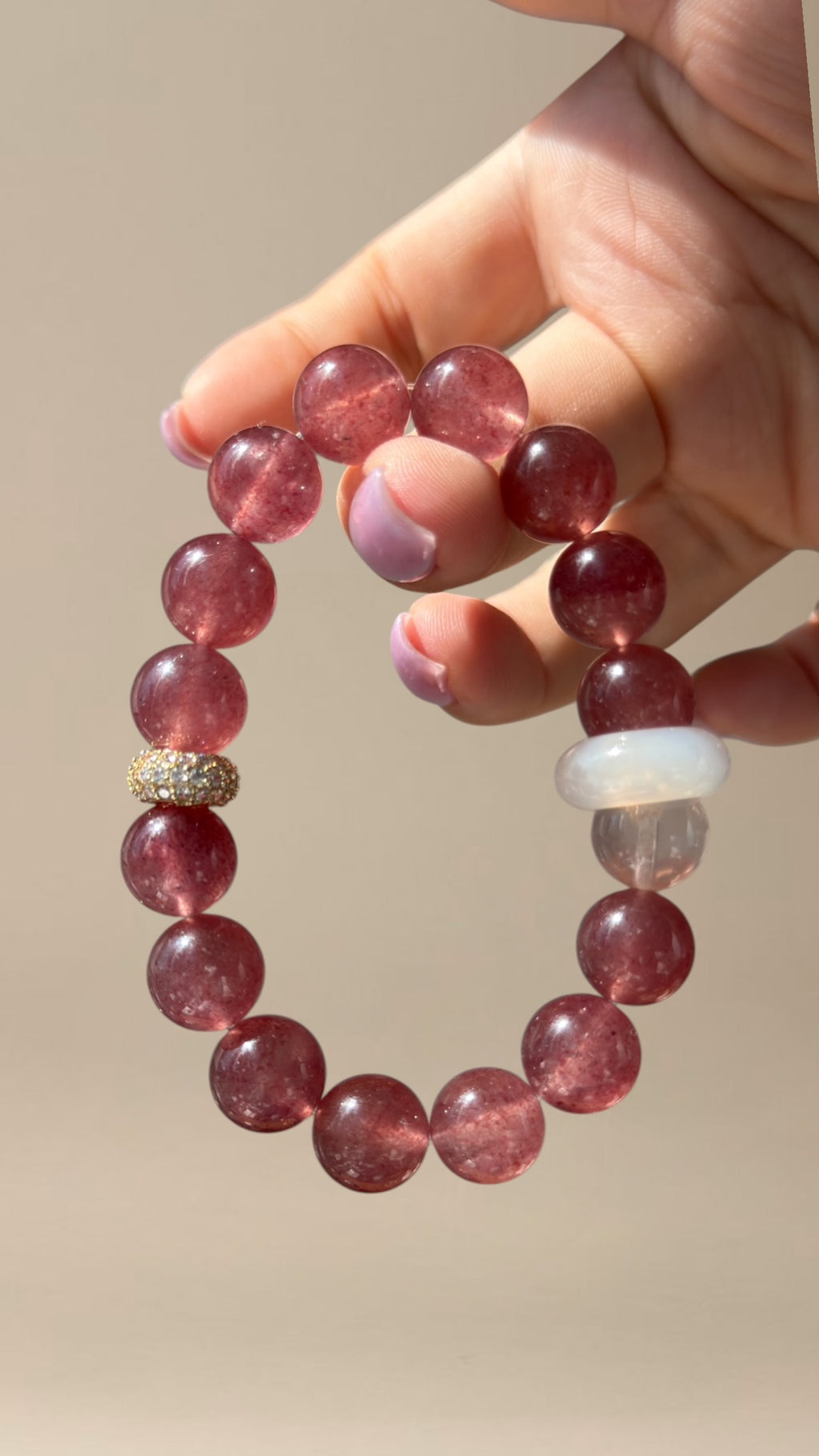 Strawberry Quartz Crystal Bracelet