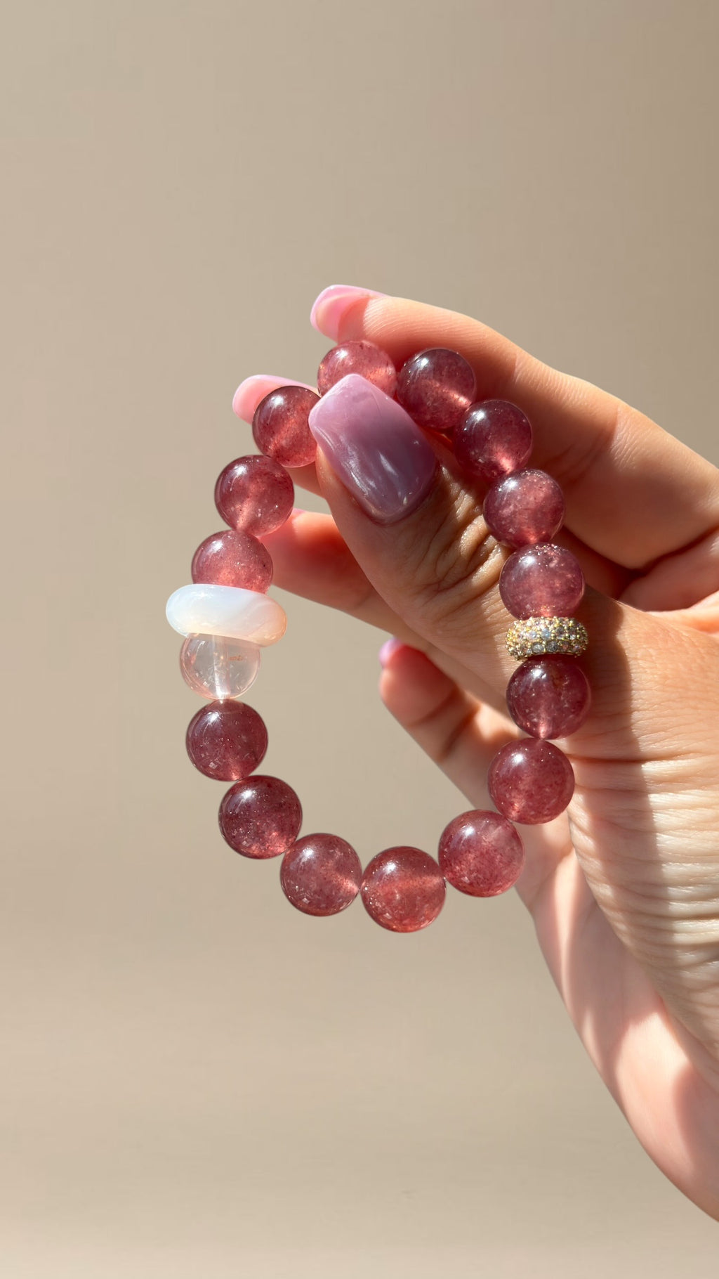 Strawberry Quartz Crystal Bracelet