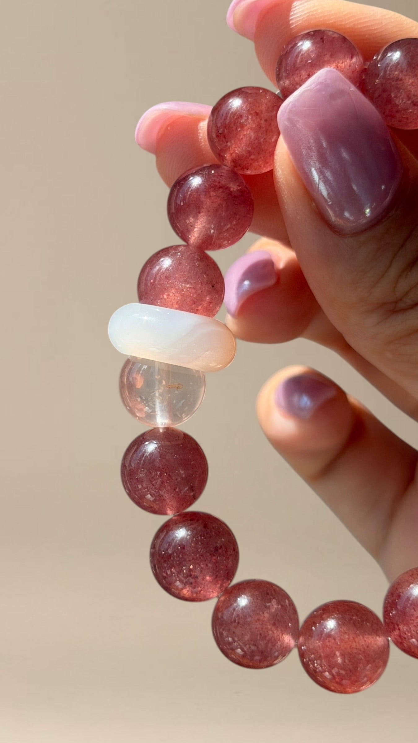 Strawberry Quartz Crystal Bracelet