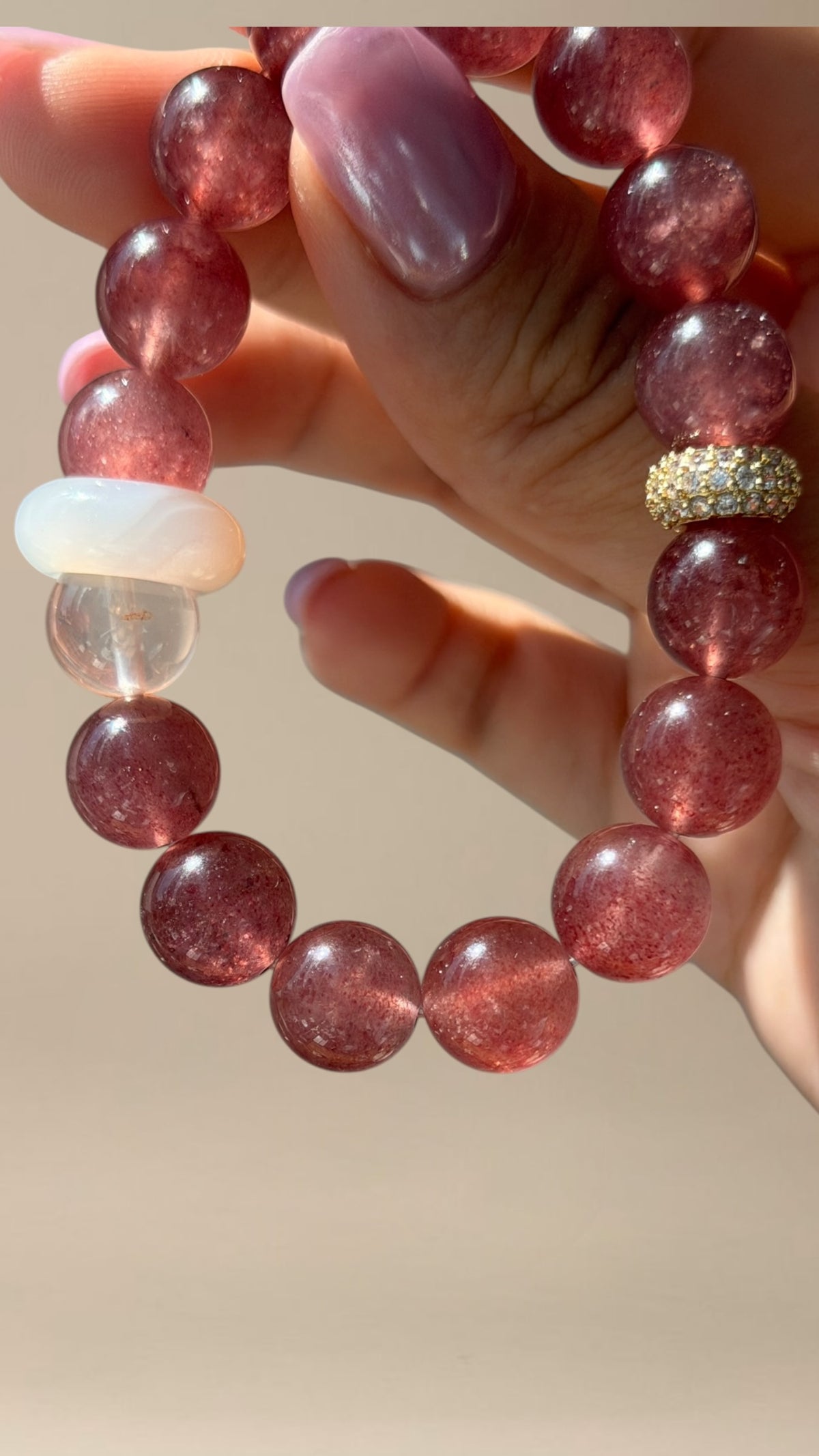 Strawberry Quartz Crystal Bracelet