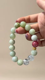 Jade+Strawberry Quartz Bracelet