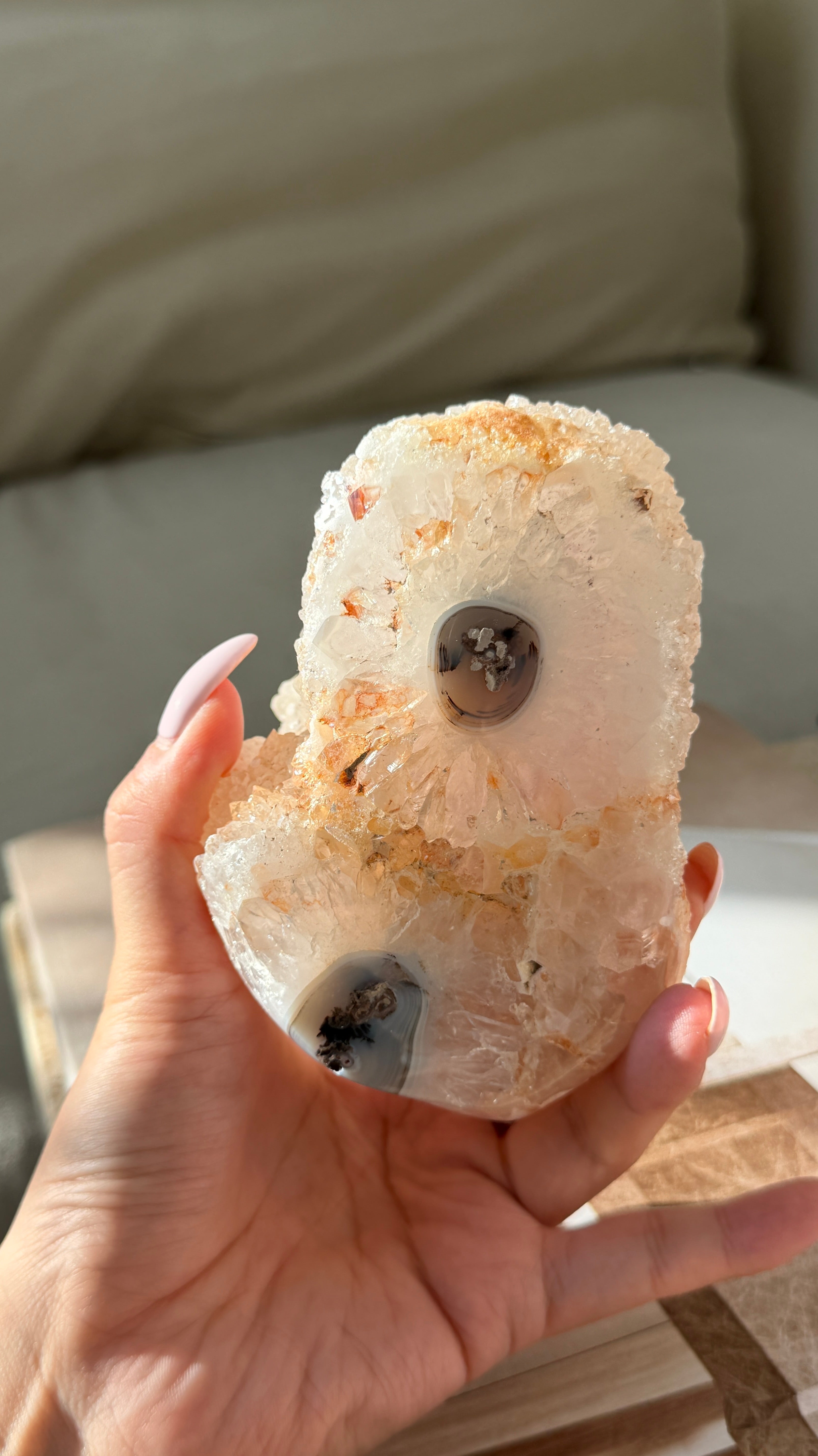 Madagascar Peach Druzy Agate Crystal Cluster