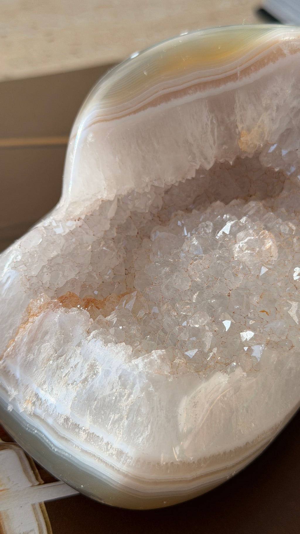 Madagascar White Druzy Agate Geode