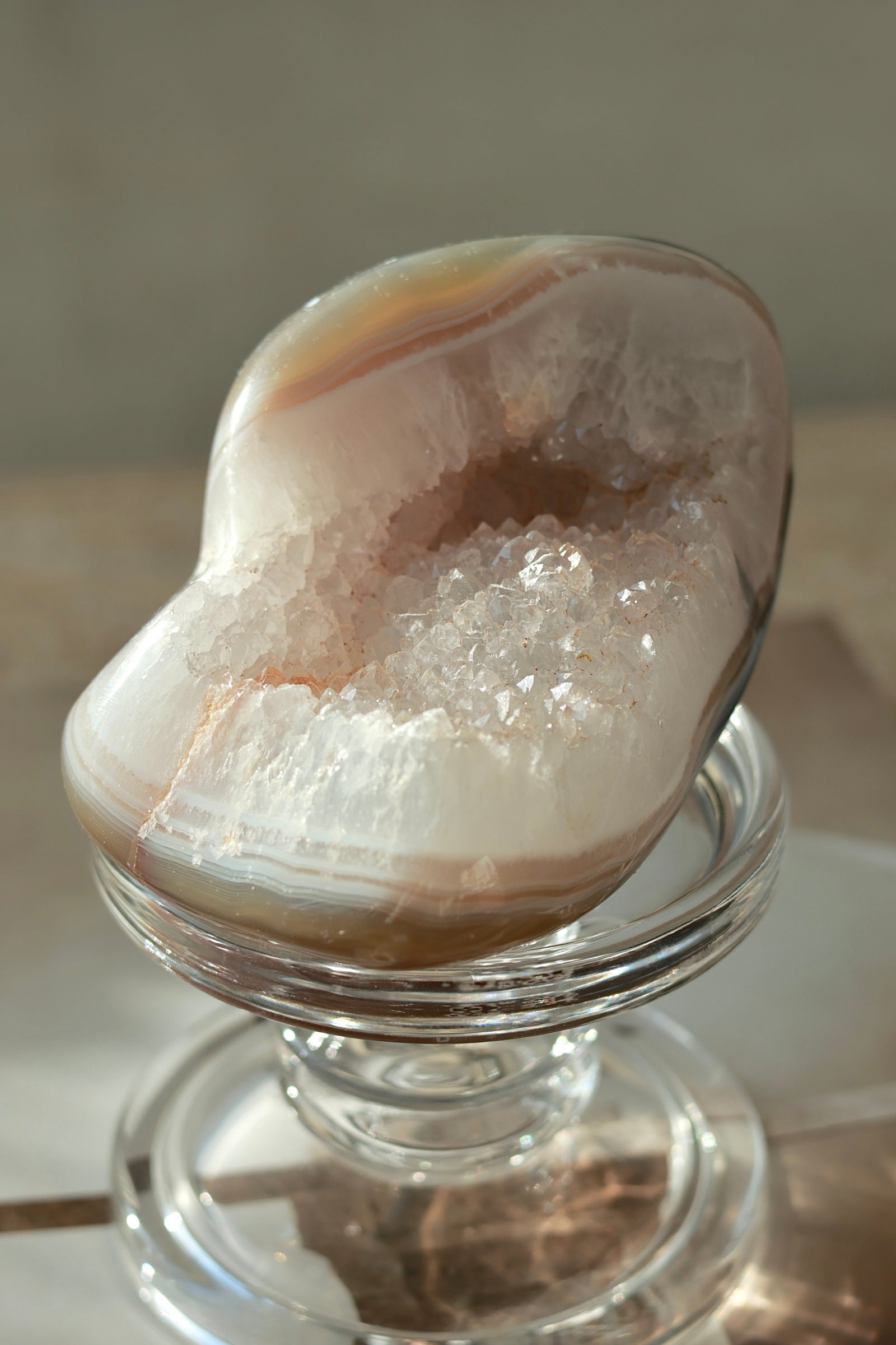 Madagascar White Druzy Agate Geode