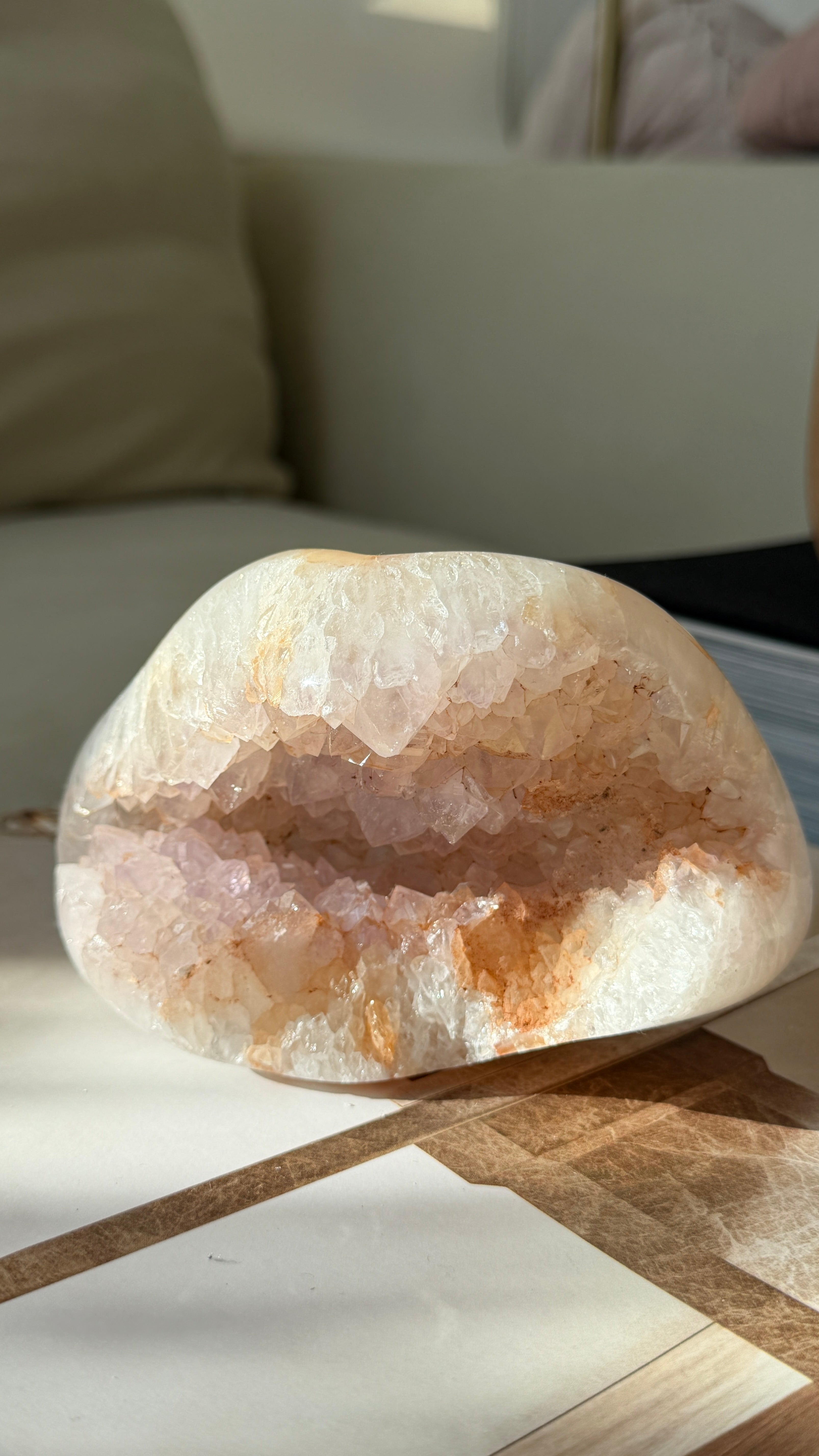 Madagascar Peach Druzy Agate Crystal Cave