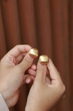 matte square gold stud earrings 
