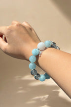 Aquamarine Crystal Bracelet with Clear Quartz & Chain
