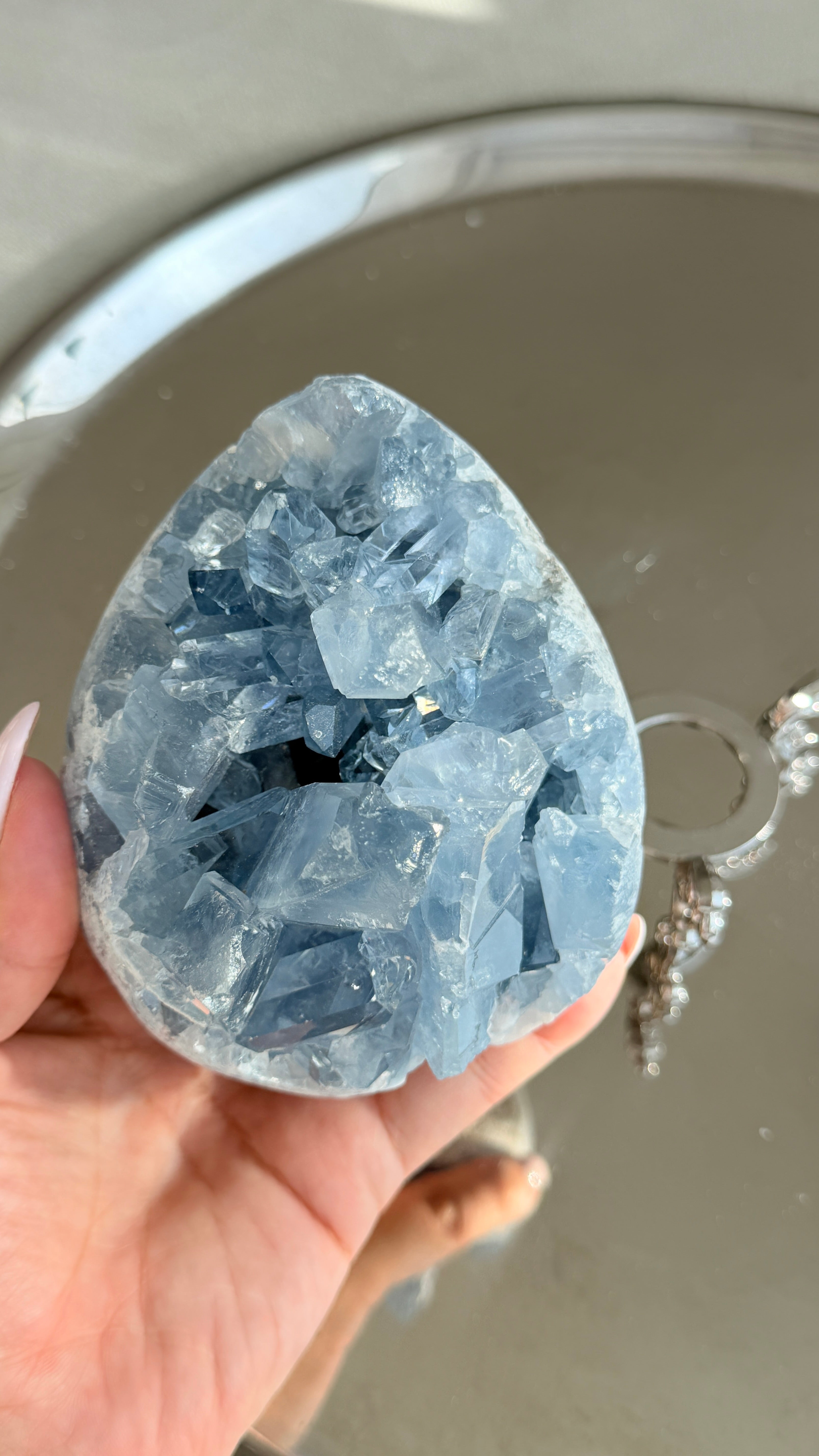 Large Blue Celestite  Egg #N