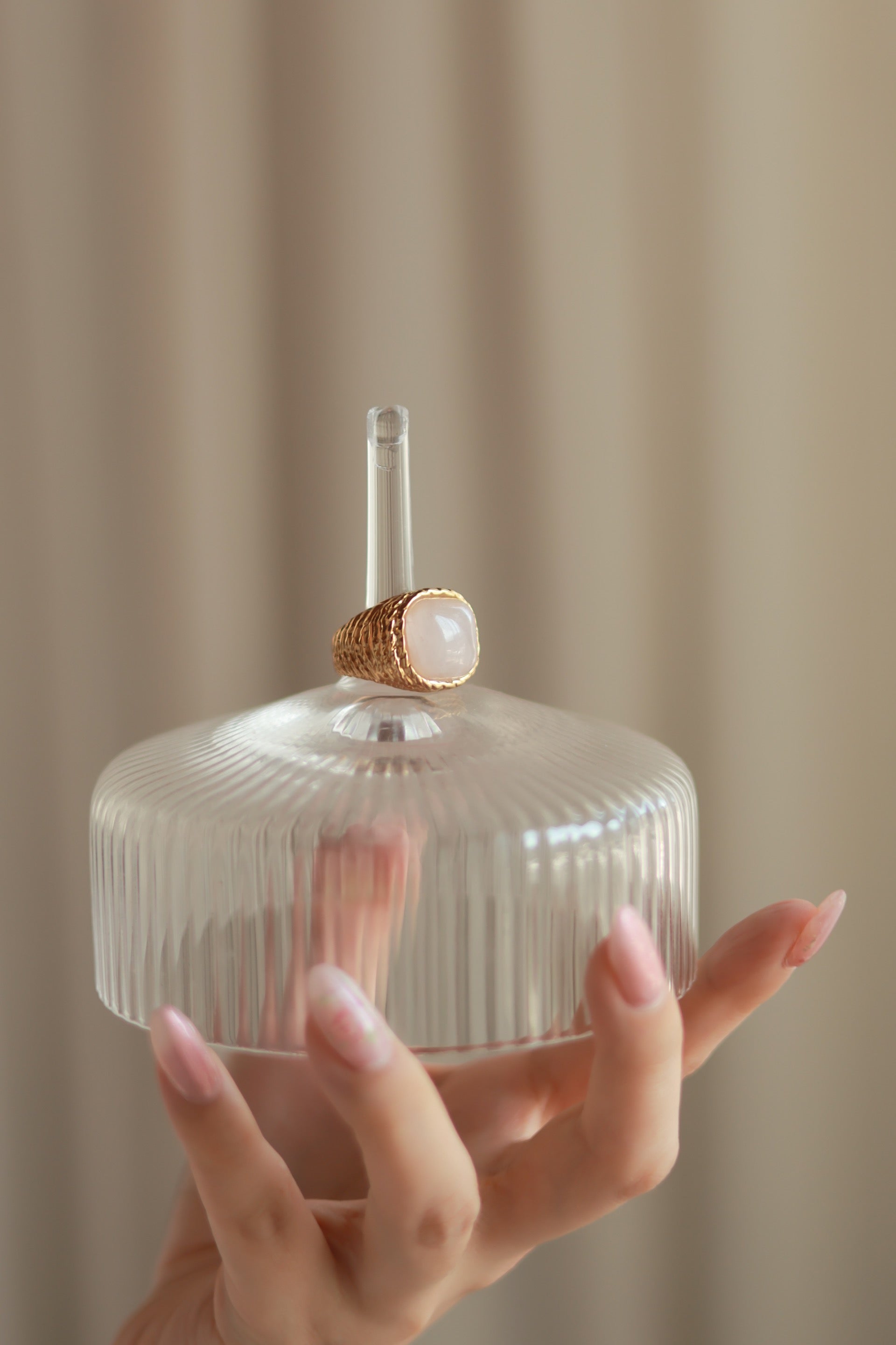 Retro Rose Quartz Ring