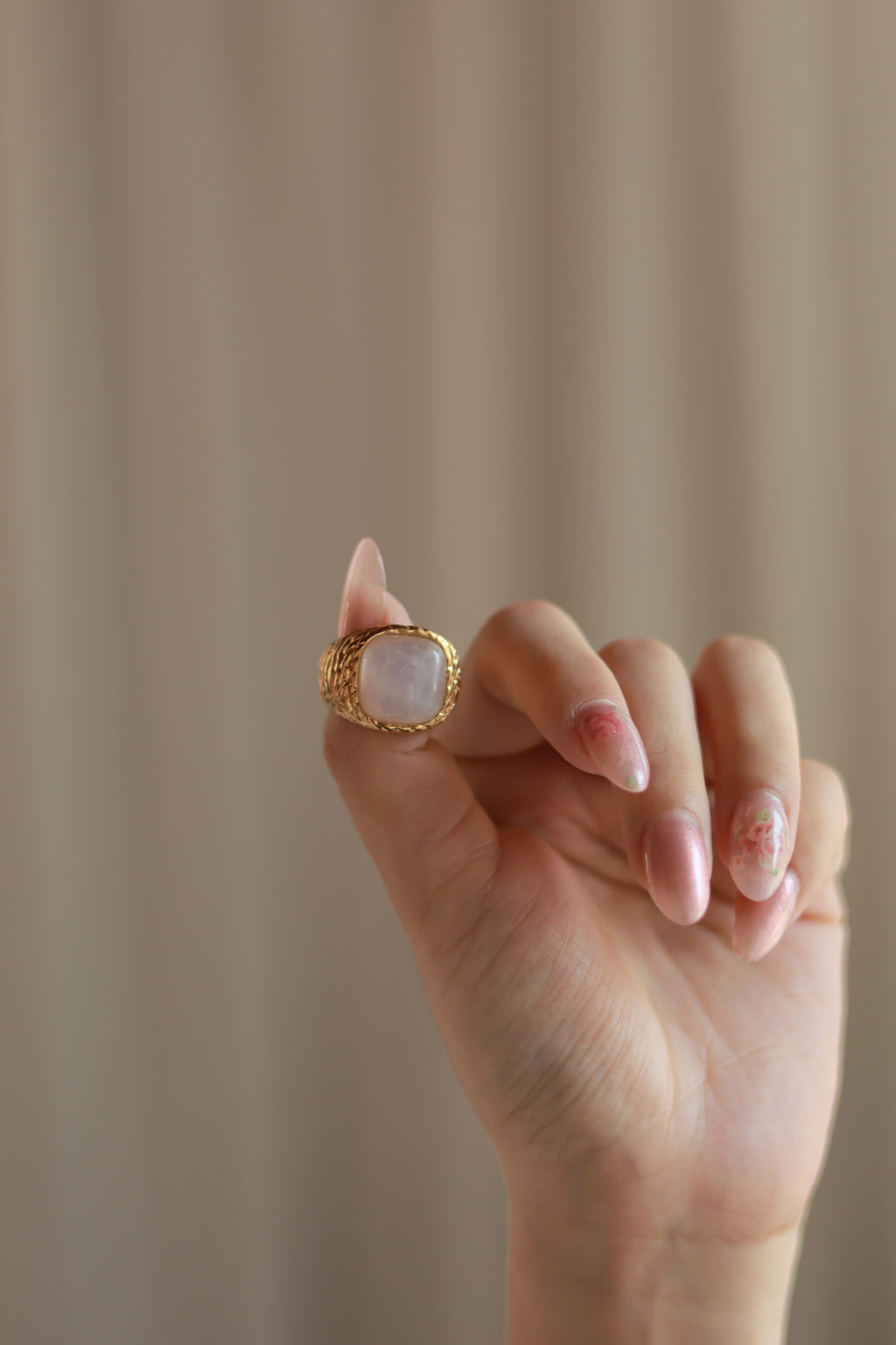 Retro Rose Quartz Ring