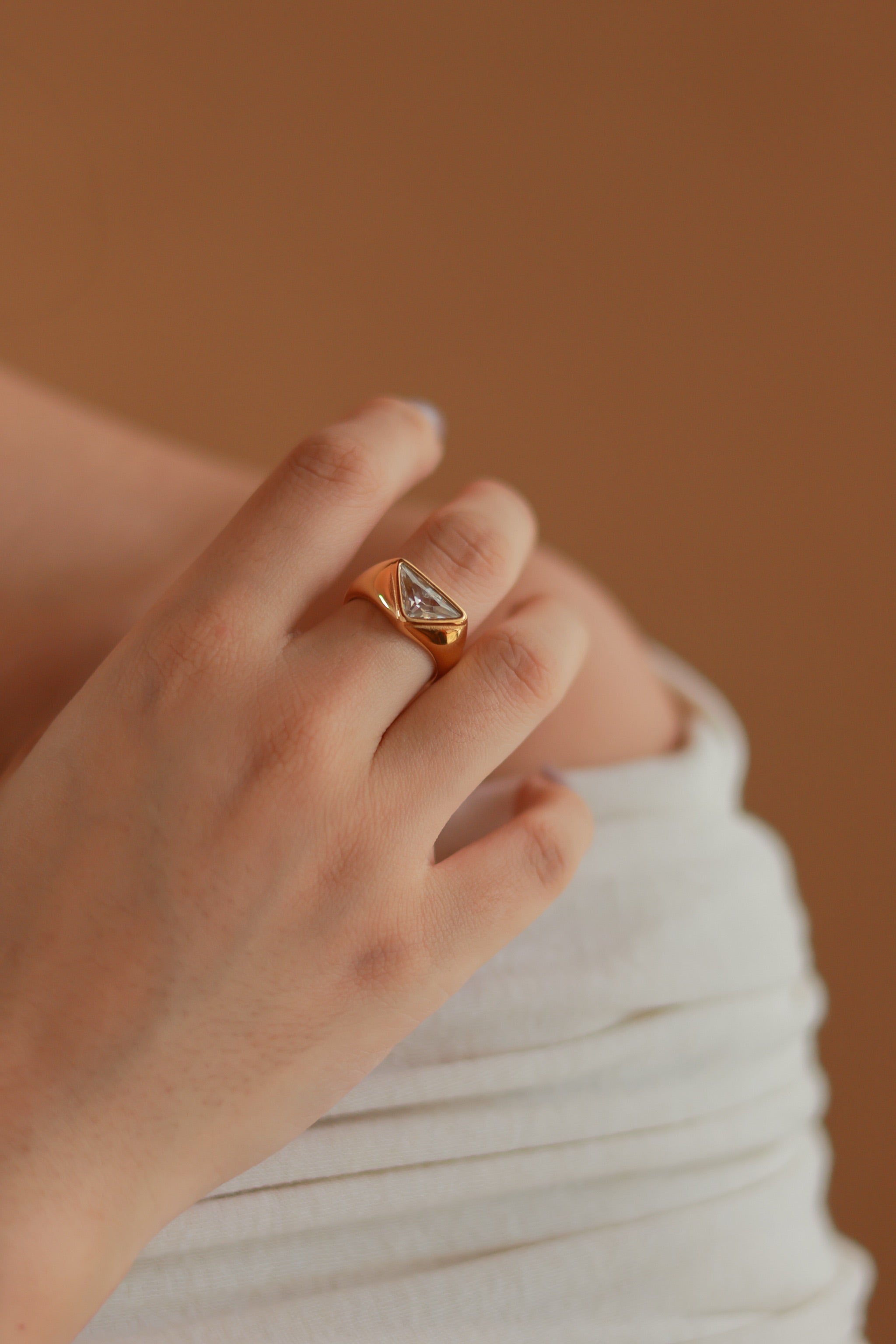 Rhinestone Triangle Ring
