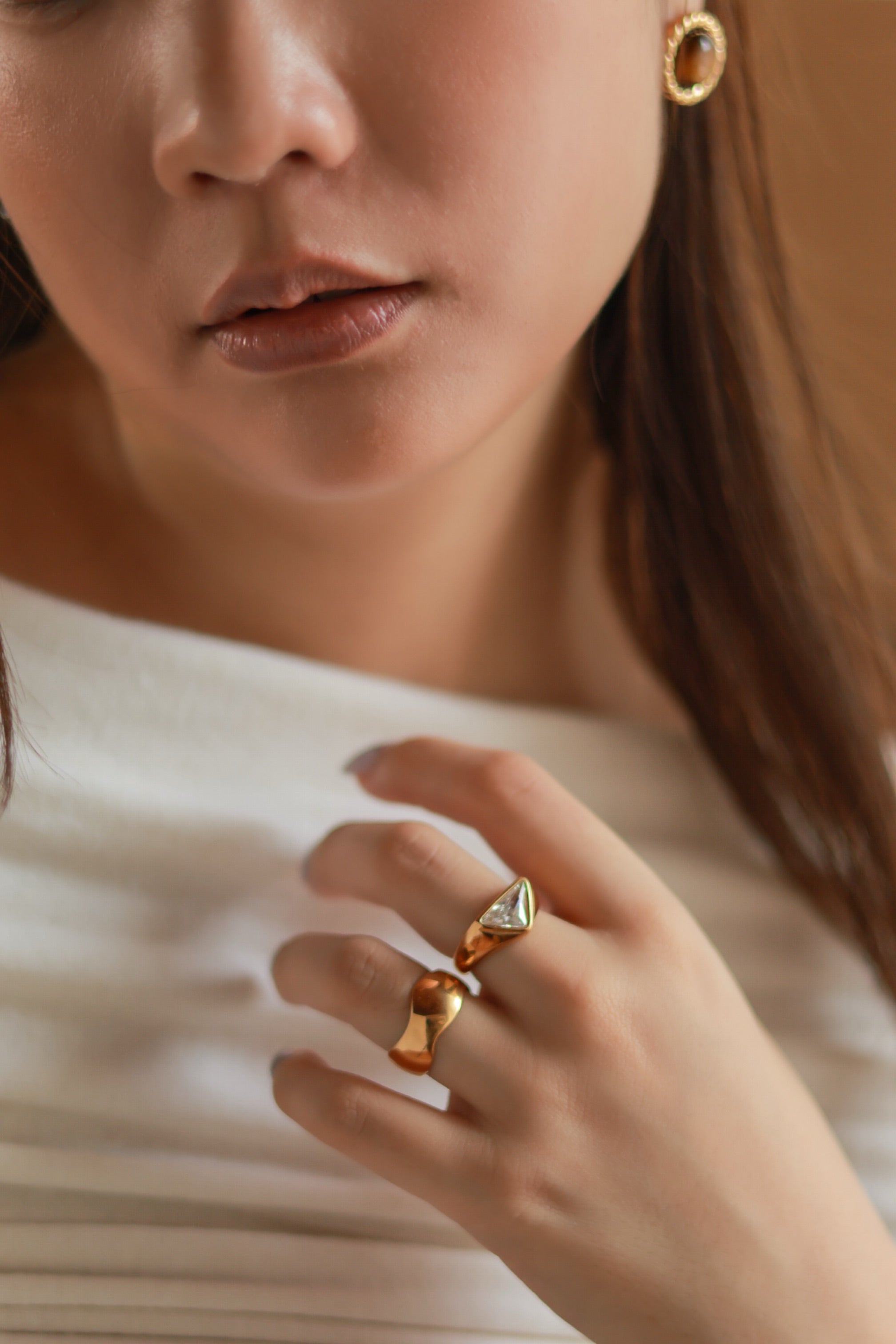 Rhinestone Triangle Ring