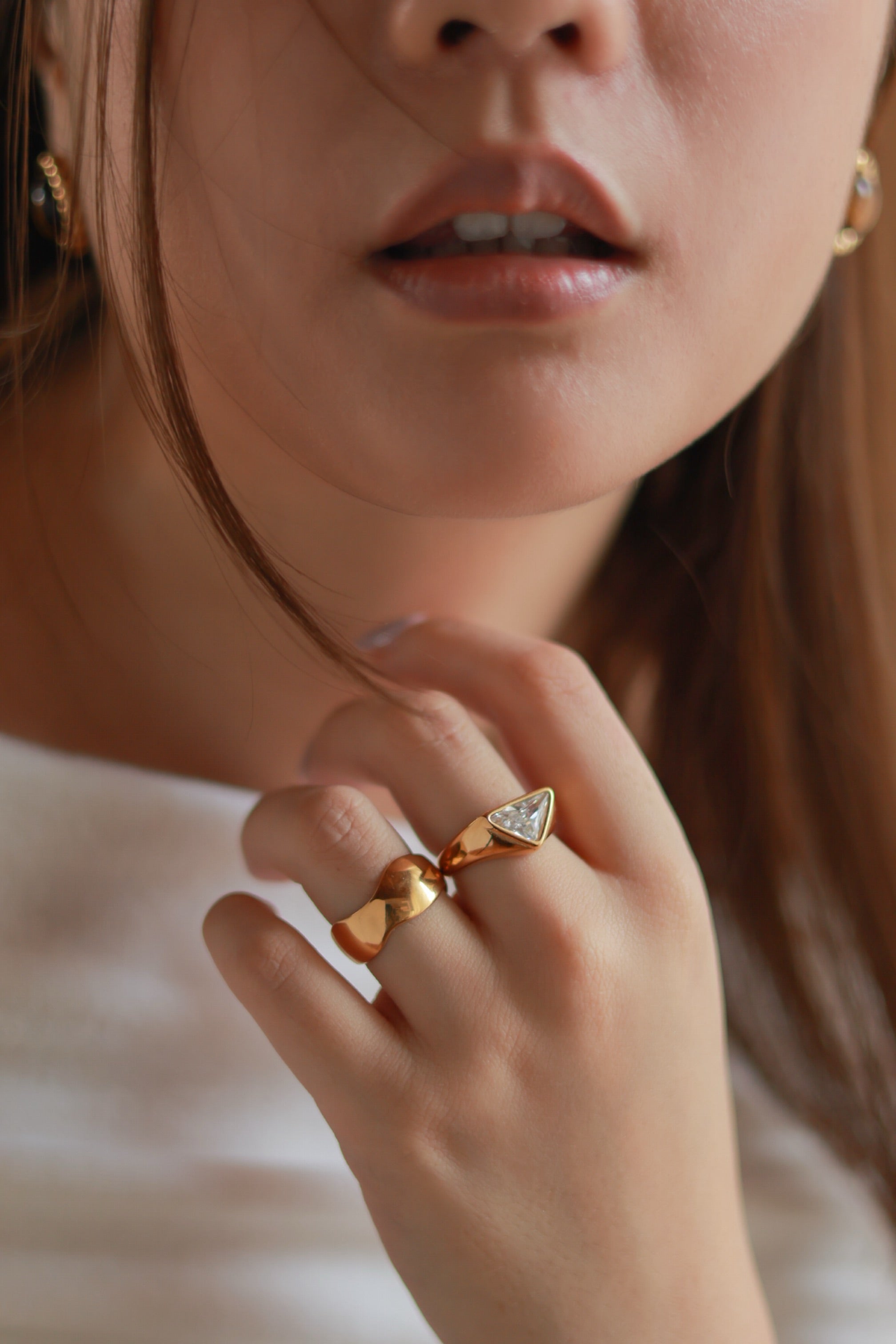 Rhinestone Triangle Ring