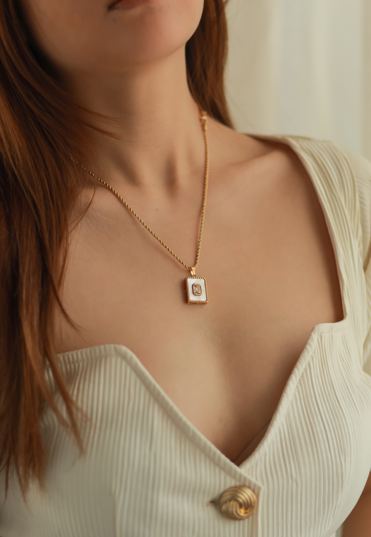 Mother of Pearl & Rhinestone Pendant