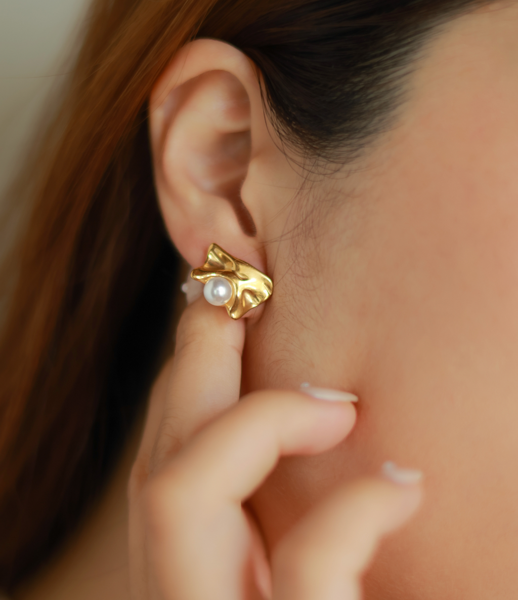 Creased & Pearl Studs