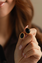 Vintage Oval Onyx Studs