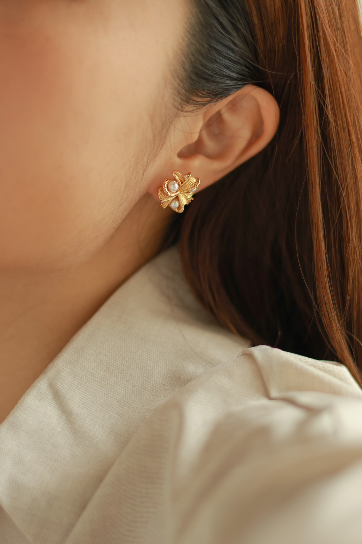 Pearl Flower Studs
