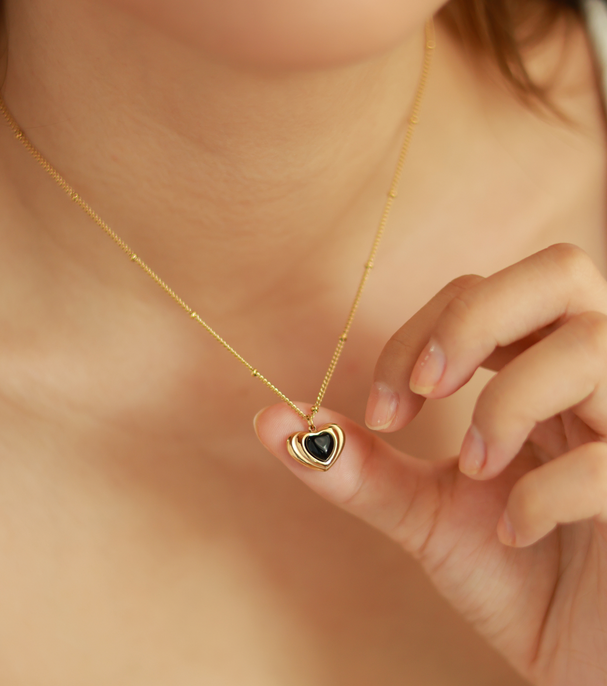Onyx Heart Necklace