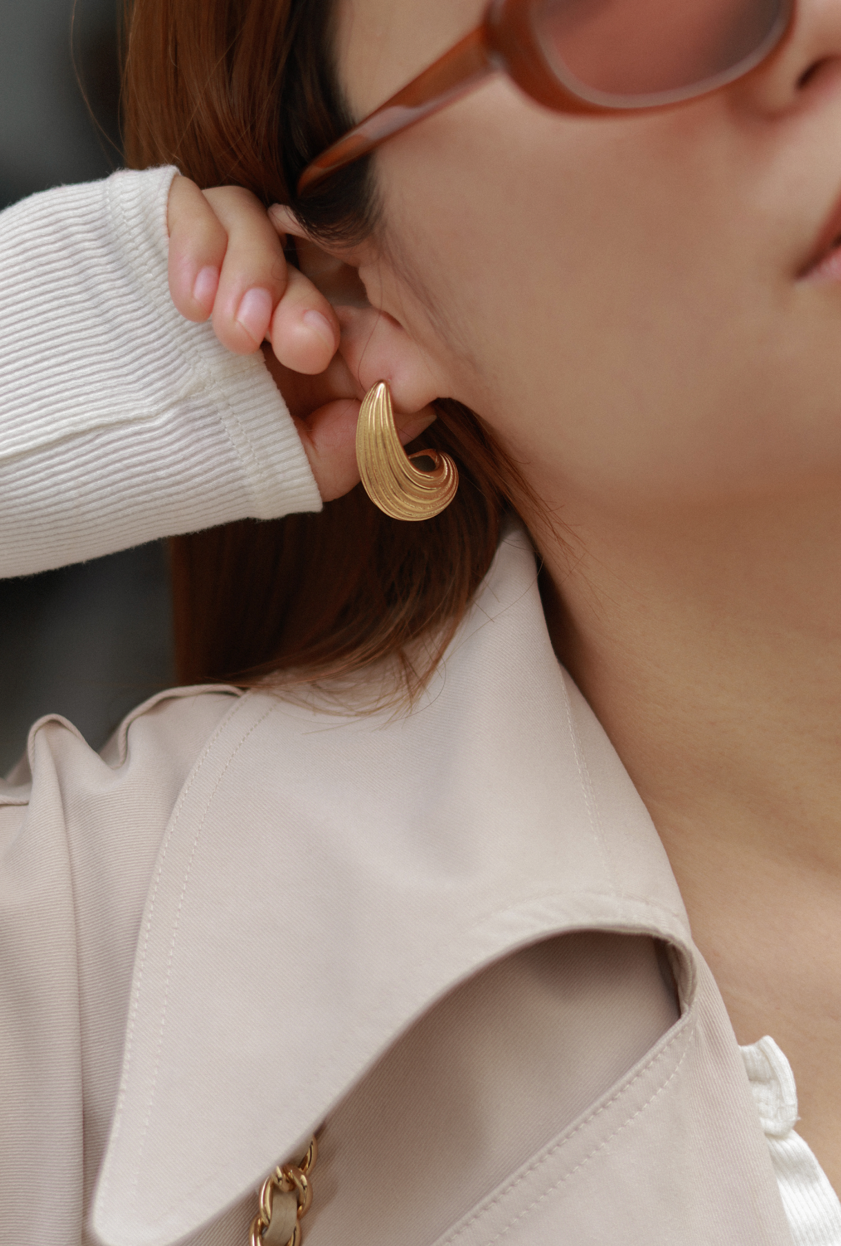 Ribbed Teardrop Hoops