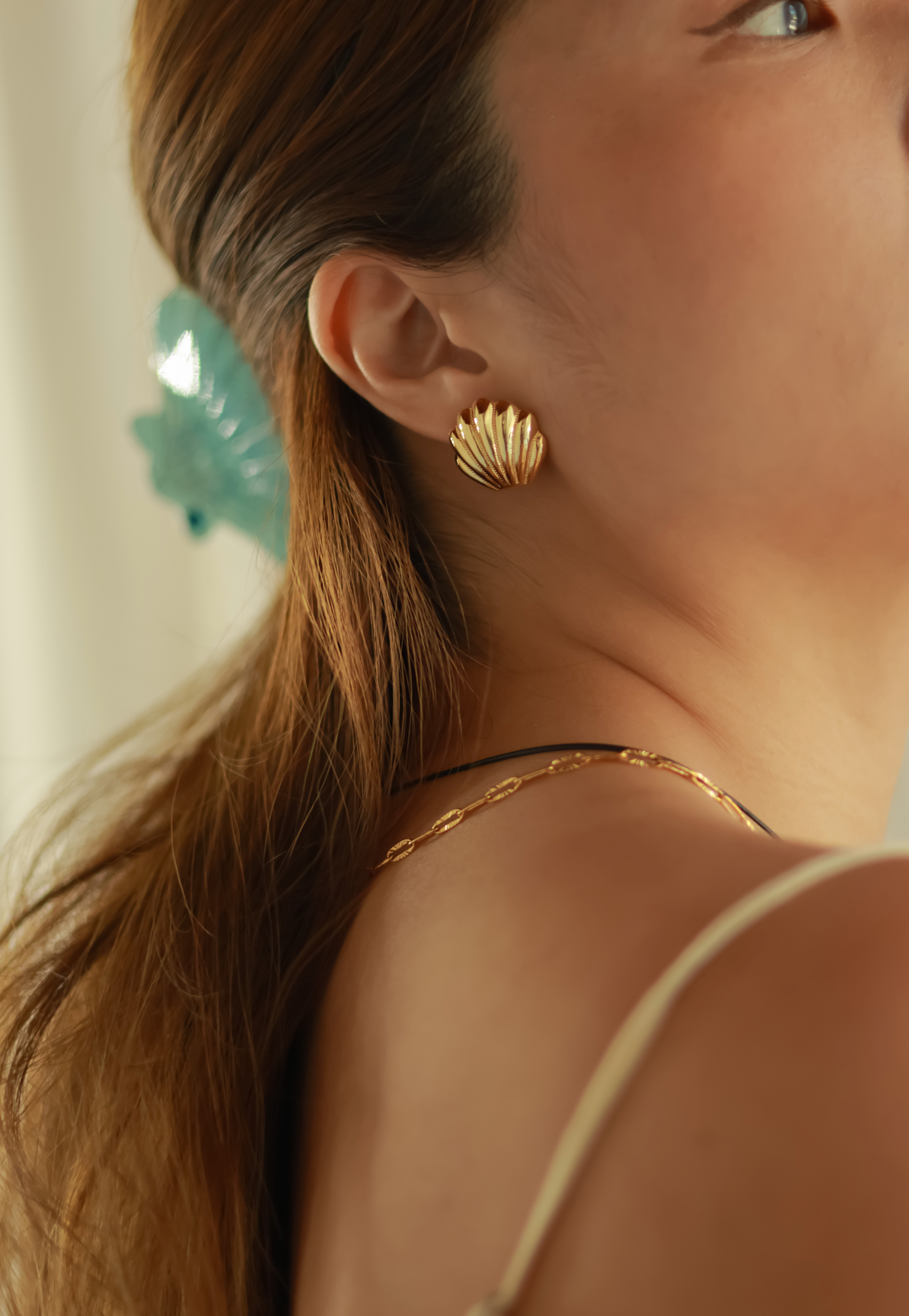 Seashell Gold Studs