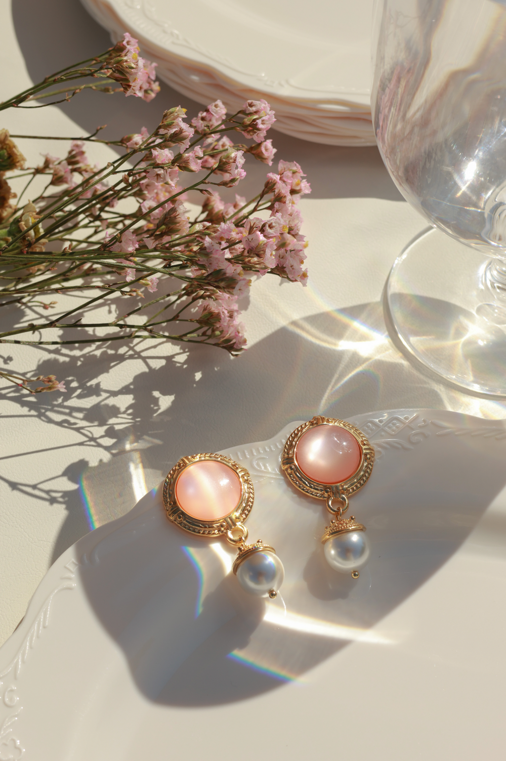 Rosy & Pearl Earrings