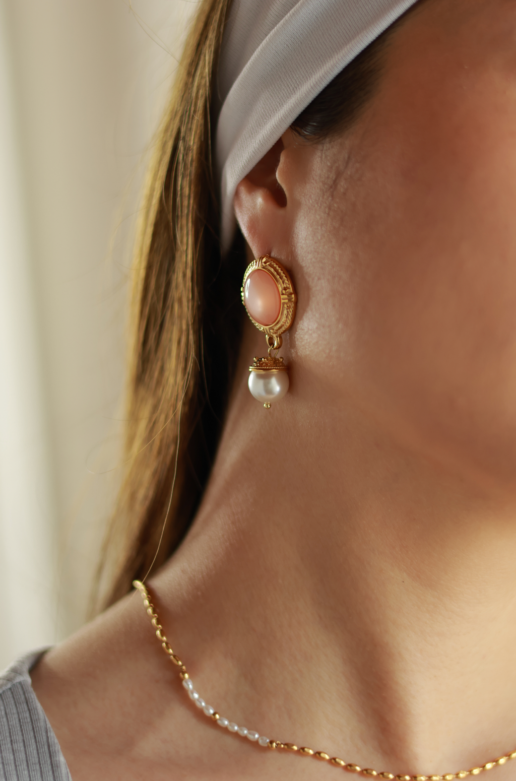 Rosy & Pearl Earrings