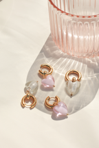 Pink Gemstone Heart Earrings