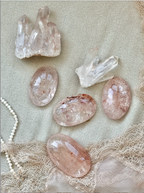 RARE Pink Azeztulite Quartz Palm Stone (D)