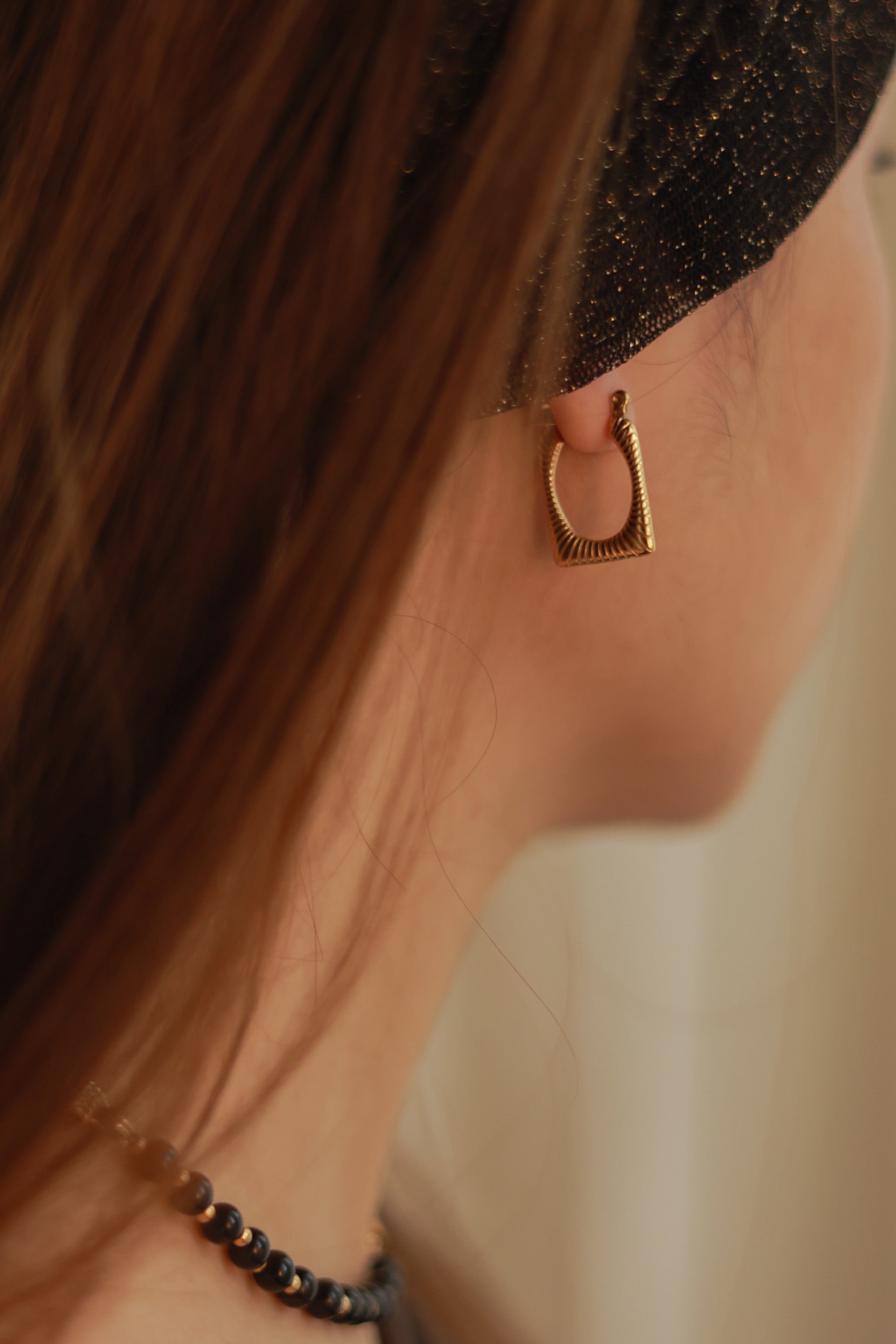 Rectangle  Gold Hoops